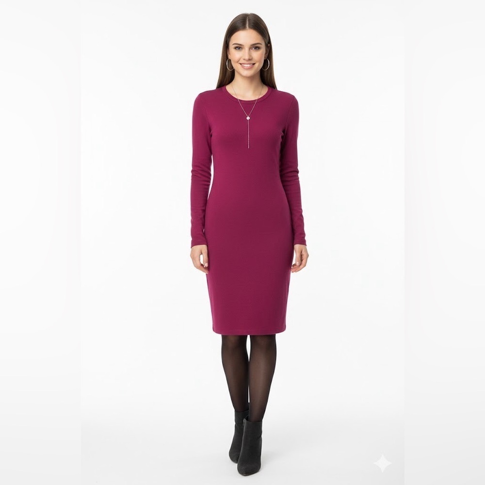Express Fuchsia Long Sleeve Dress